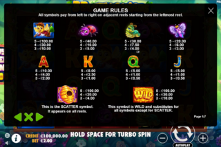 Полная таблица выплат слота 3 Buzzing Wilds