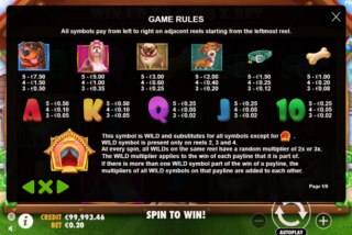 Полная таблица выплат слота The Dog House