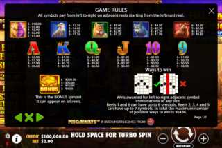 Полная таблица выплат в слоте King Untamed Megaways