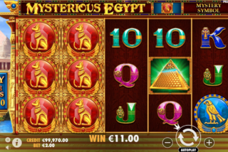 Расширяющийся символ Mystery приносит выигрыш в слоте Mysterious Egypt