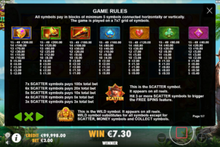 Таблица выплат слота John Hunter and the Quest for Bermuda Riches