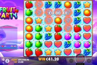 Выигрыш с множителем в слоте Fruit Party от Pragmatic Play